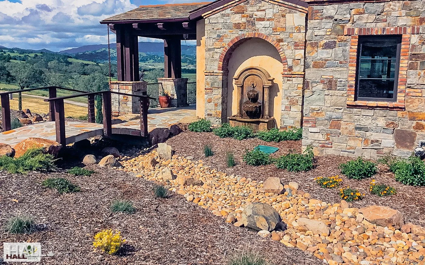 After — New build → casita arch nook with wall fountain in Napa