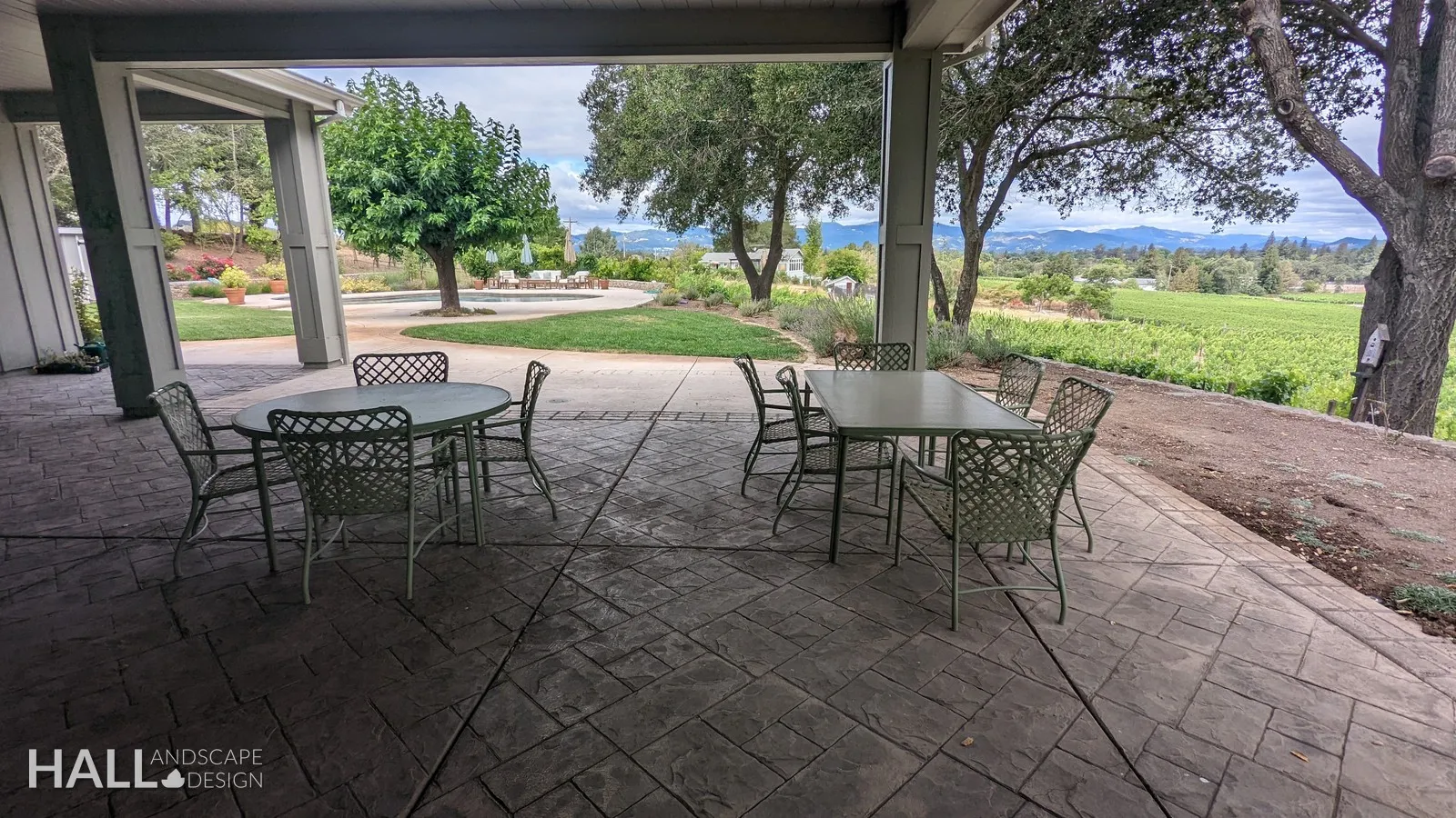 After — New addition → covered patio with a vineyard outlook in Napa