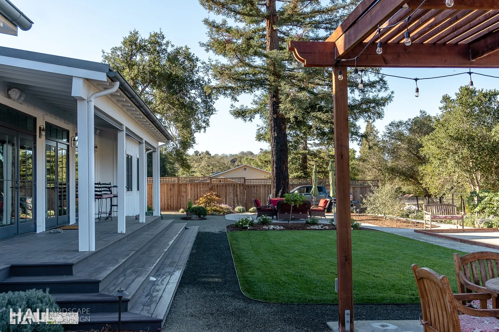 After — Rough field → pergola, deck & level lawn in Santa Rosa