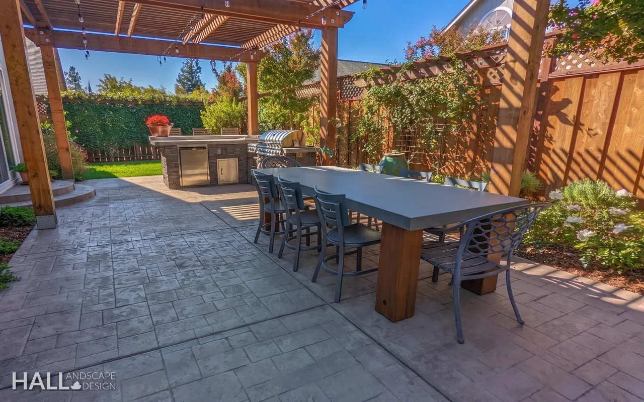 After — Side yard → outdoor kitchen & dining in Sonoma