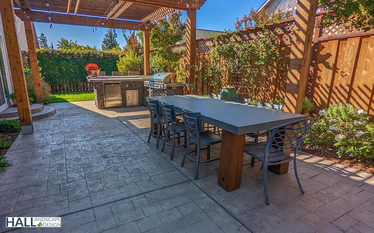 After — Side yard → outdoor kitchen & dining in Sonoma