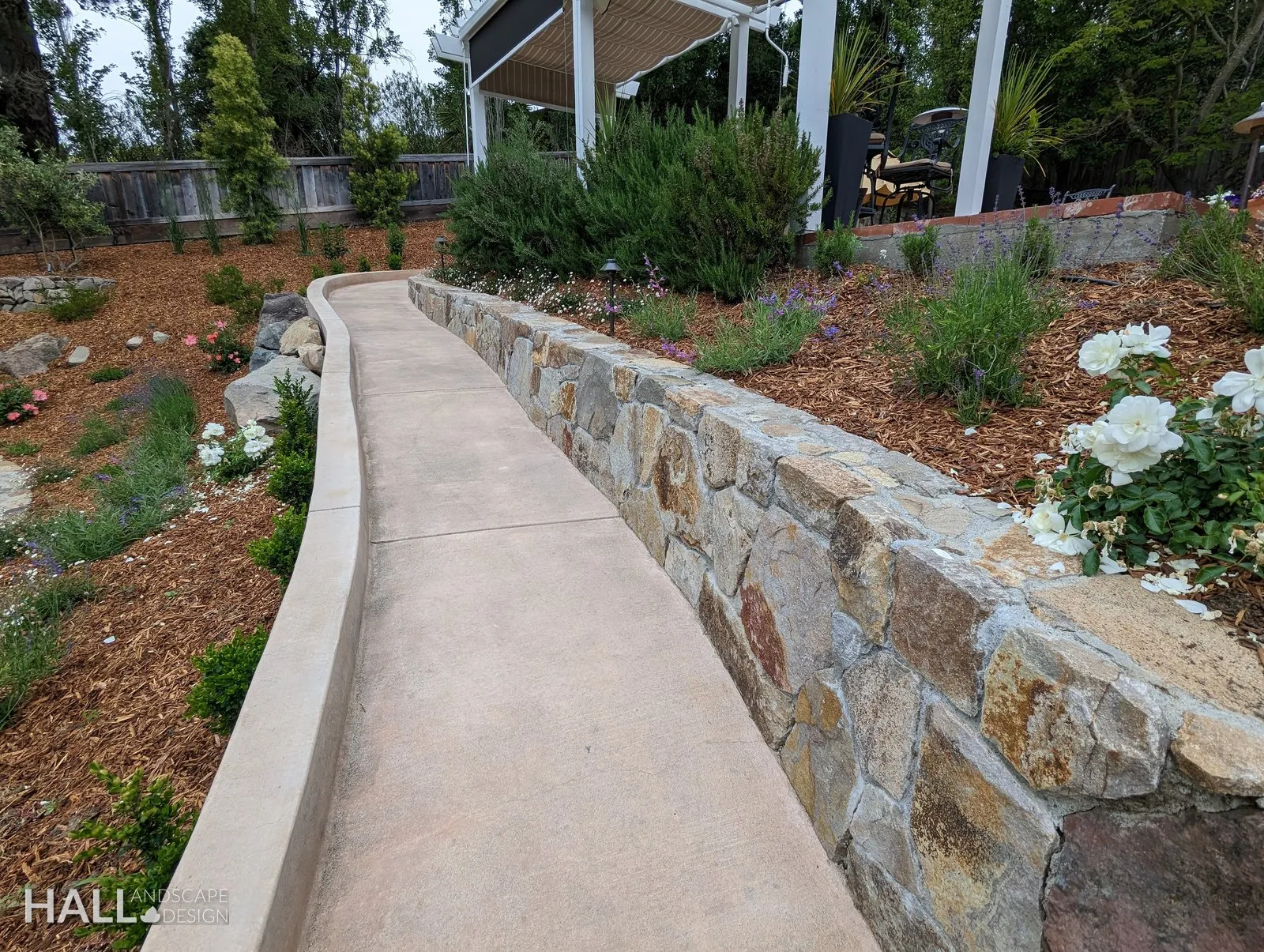 Walls & Stone Planters by Hall Landscape Design — Napa Valley & North Bay