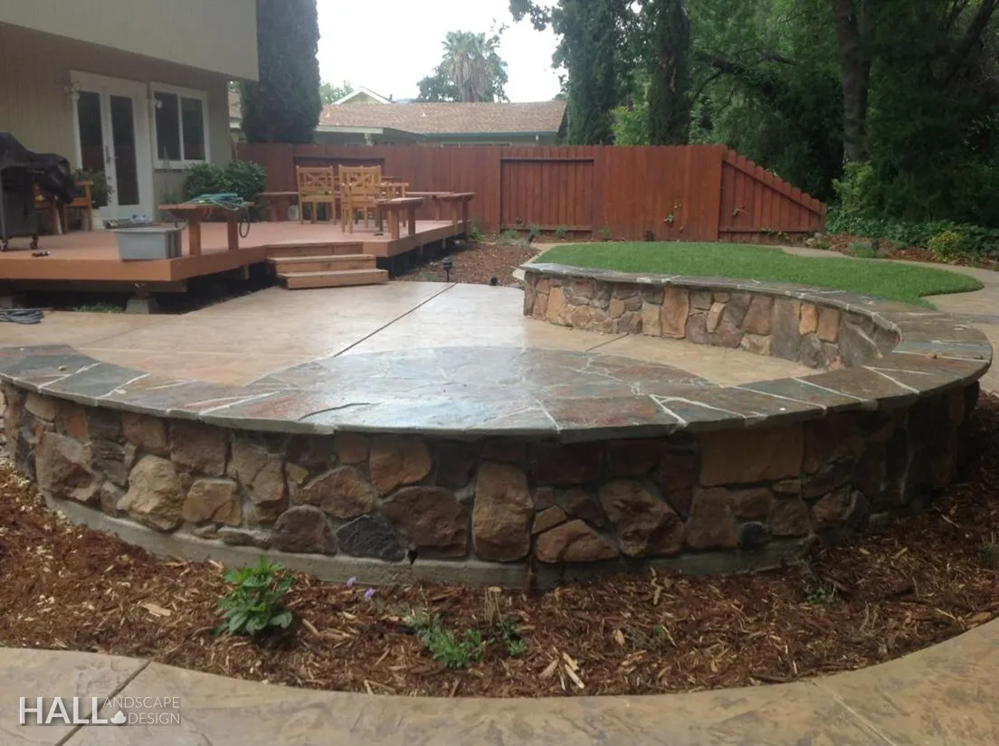Walls & Stone Planters by Hall Landscape Design — Napa Valley & North Bay
