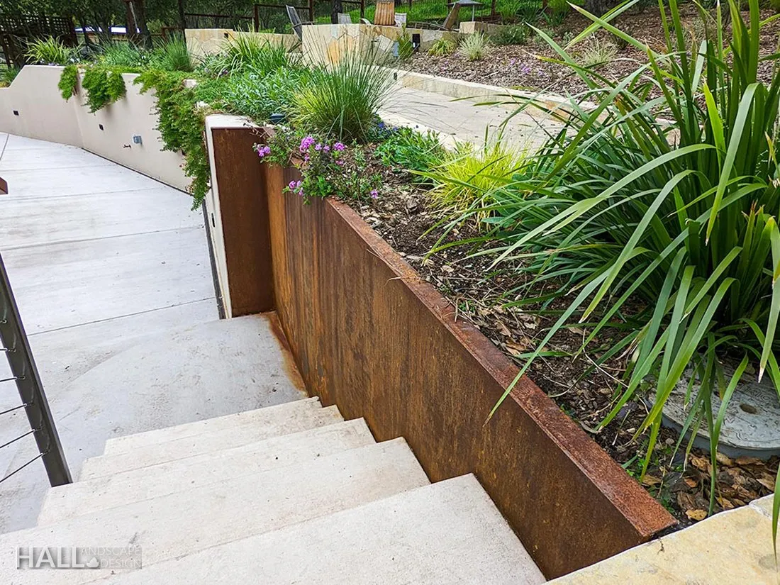 Walls & Stone Planters by Hall Landscape Design — Napa Valley & North Bay