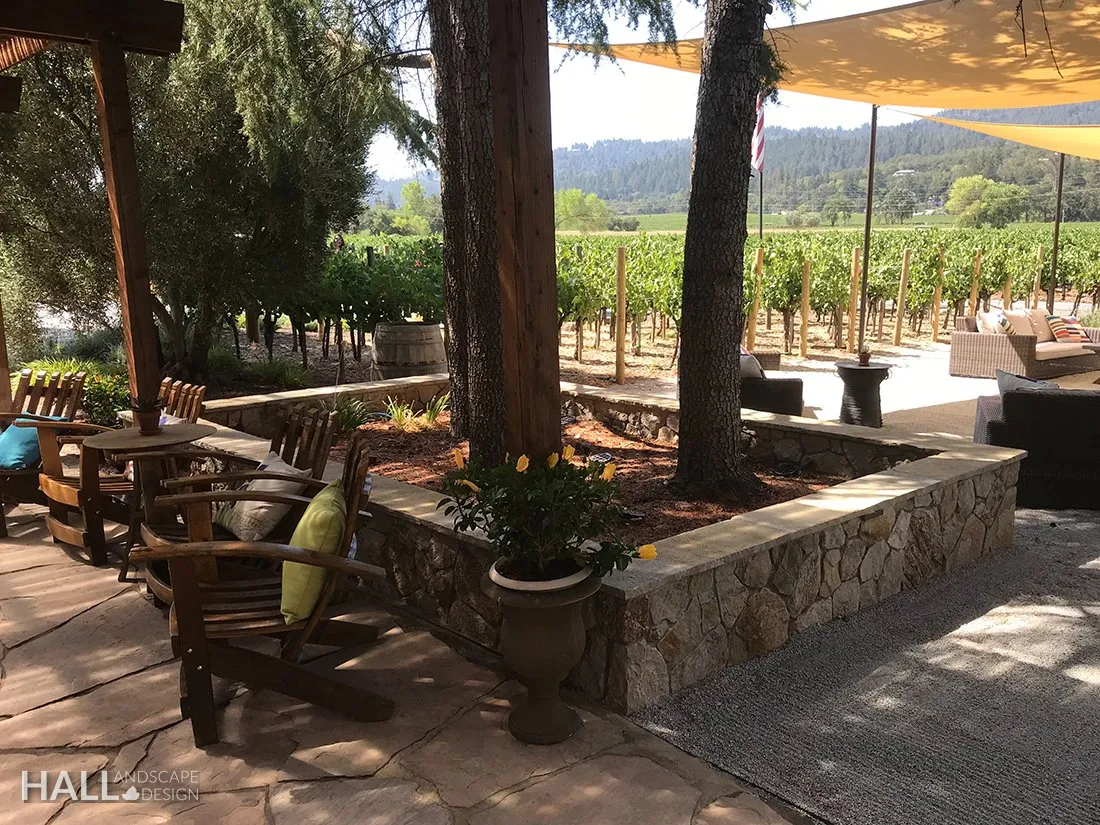 Walls & Stone Planters by Hall Landscape Design — Napa Valley & North Bay