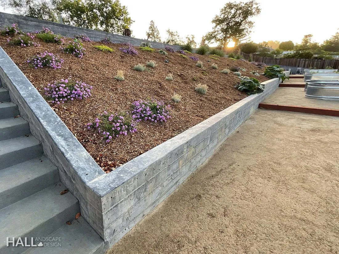 Walls & Stone Planters by Hall Landscape Design — Napa Valley & North Bay