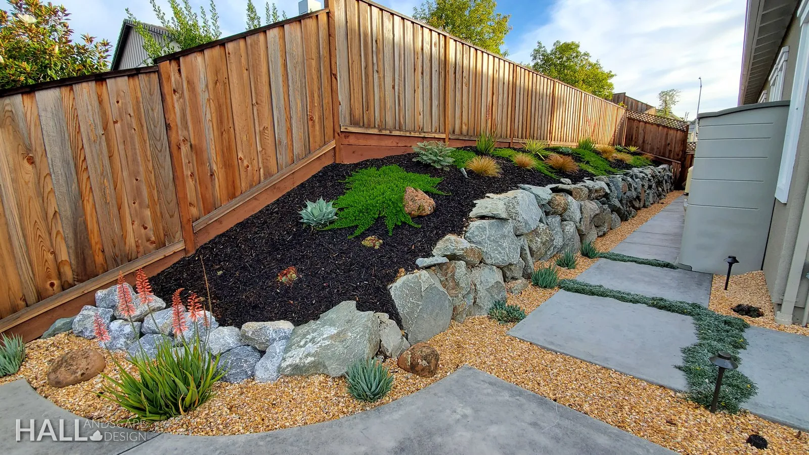 Walls & Stone Planters by Hall Landscape Design — Napa Valley & North Bay