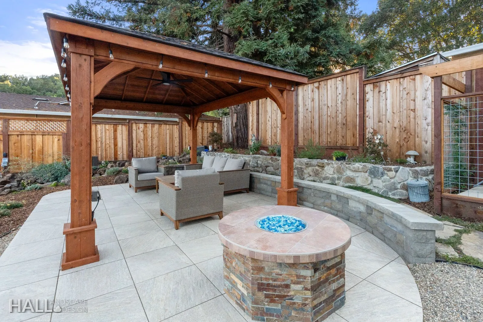 Walls & Stone Planters by Hall Landscape Design — Napa Valley & North Bay