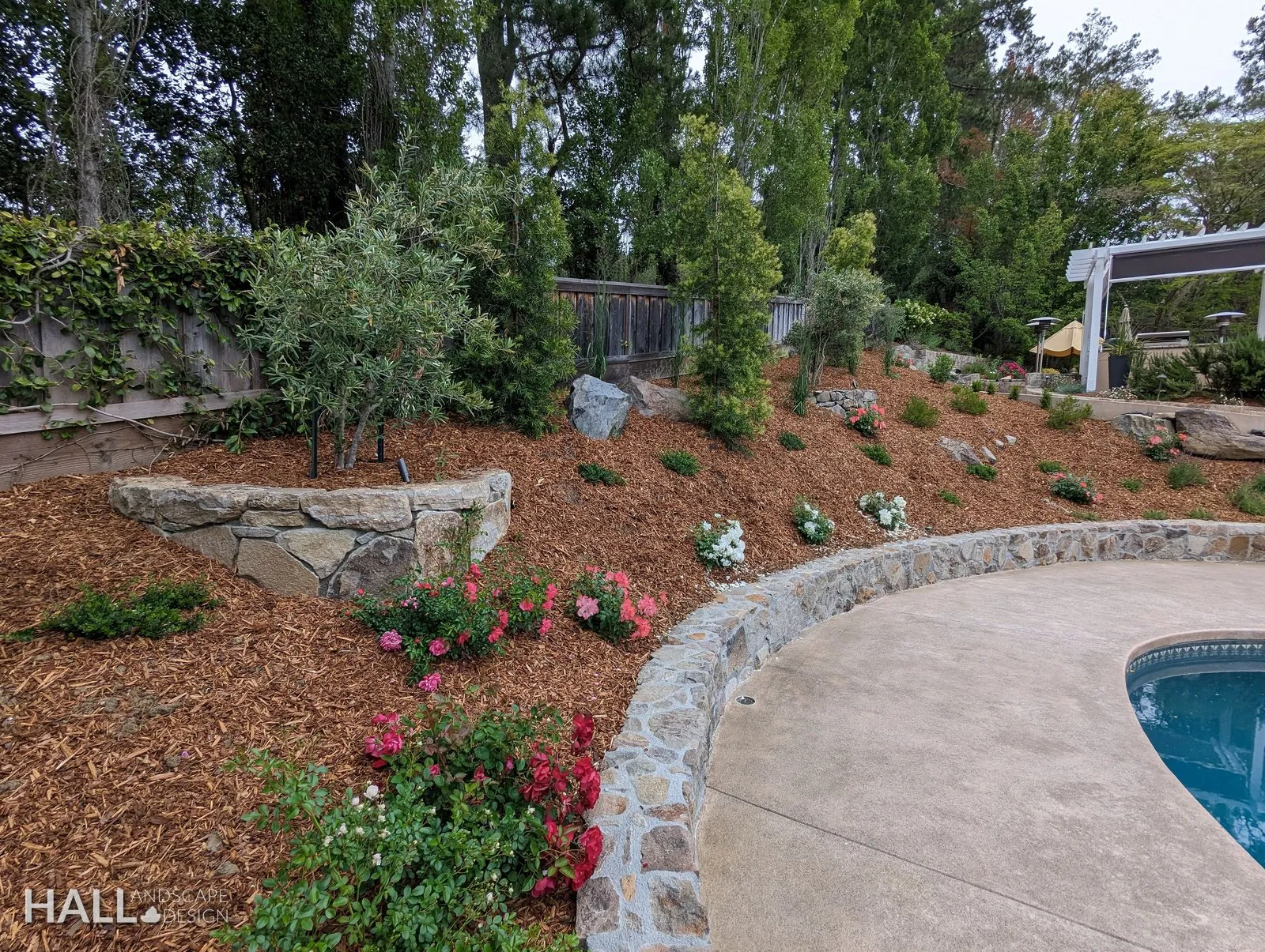 Walls & Stone Planters by Hall Landscape Design — Napa Valley & North Bay