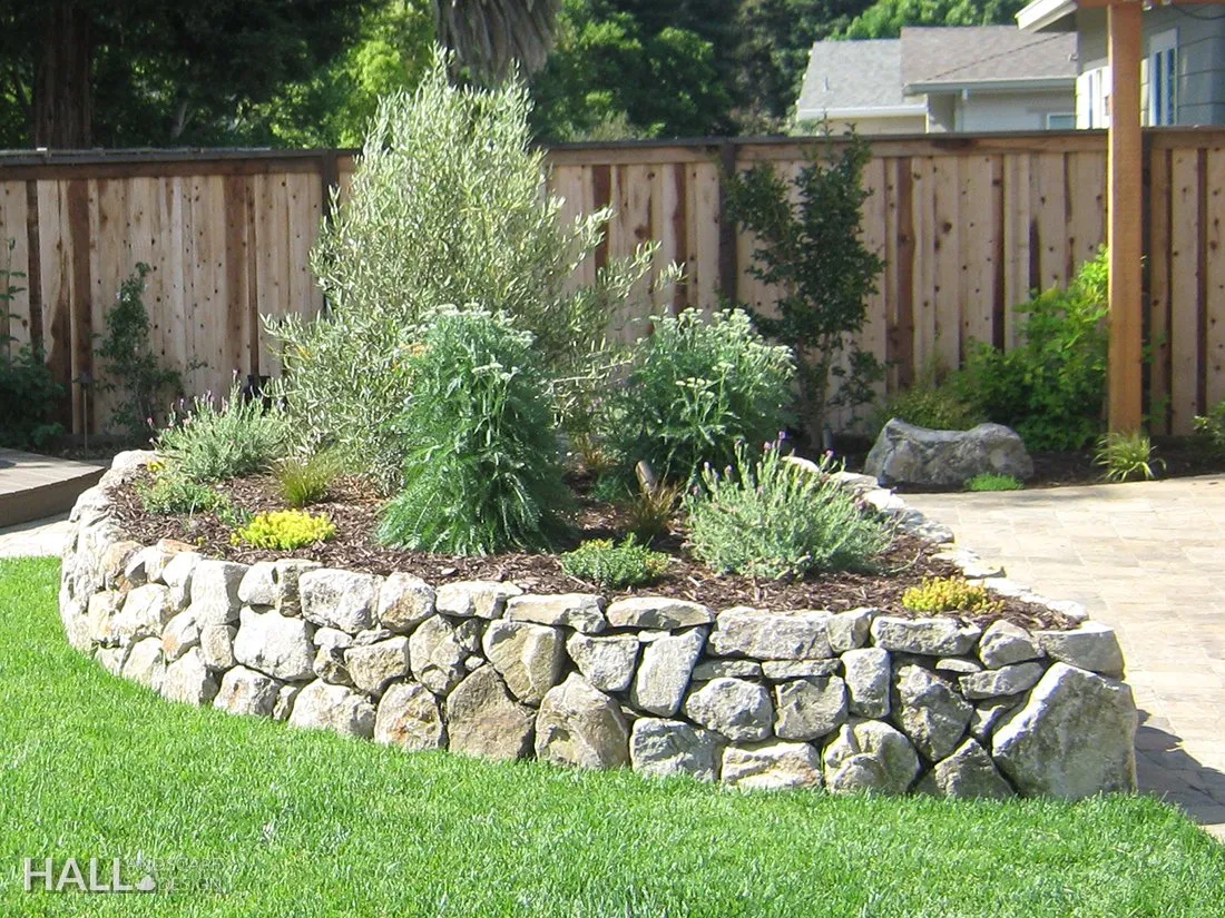 Walls & Stone Planters by Hall Landscape Design — Napa Valley & North Bay