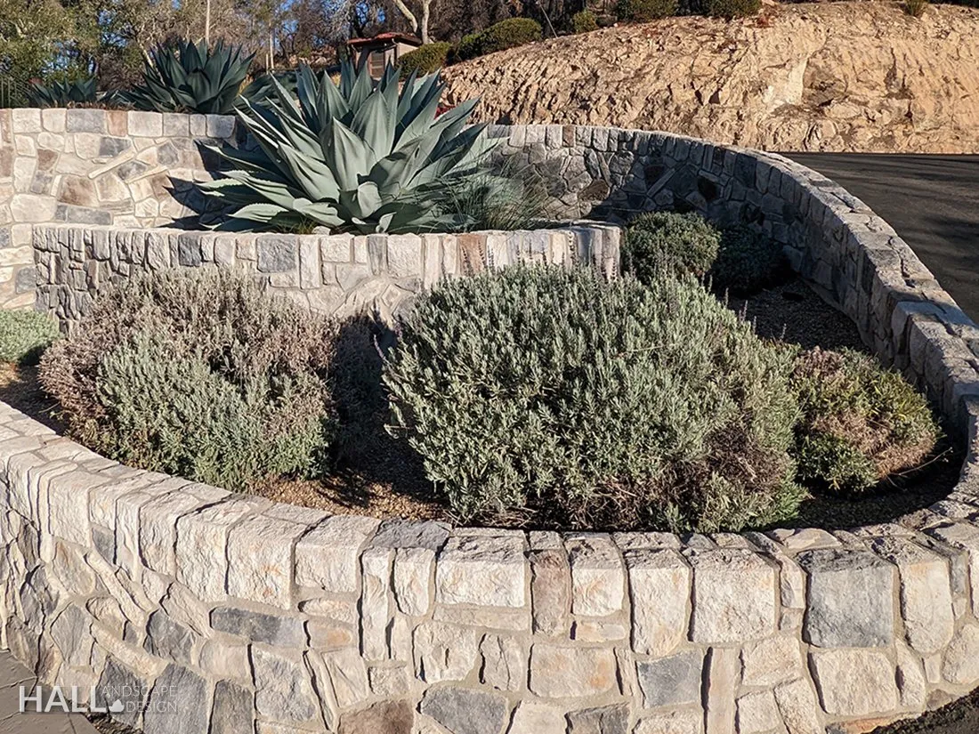 Walls & Stone Planters by Hall Landscape Design — Napa Valley & North Bay