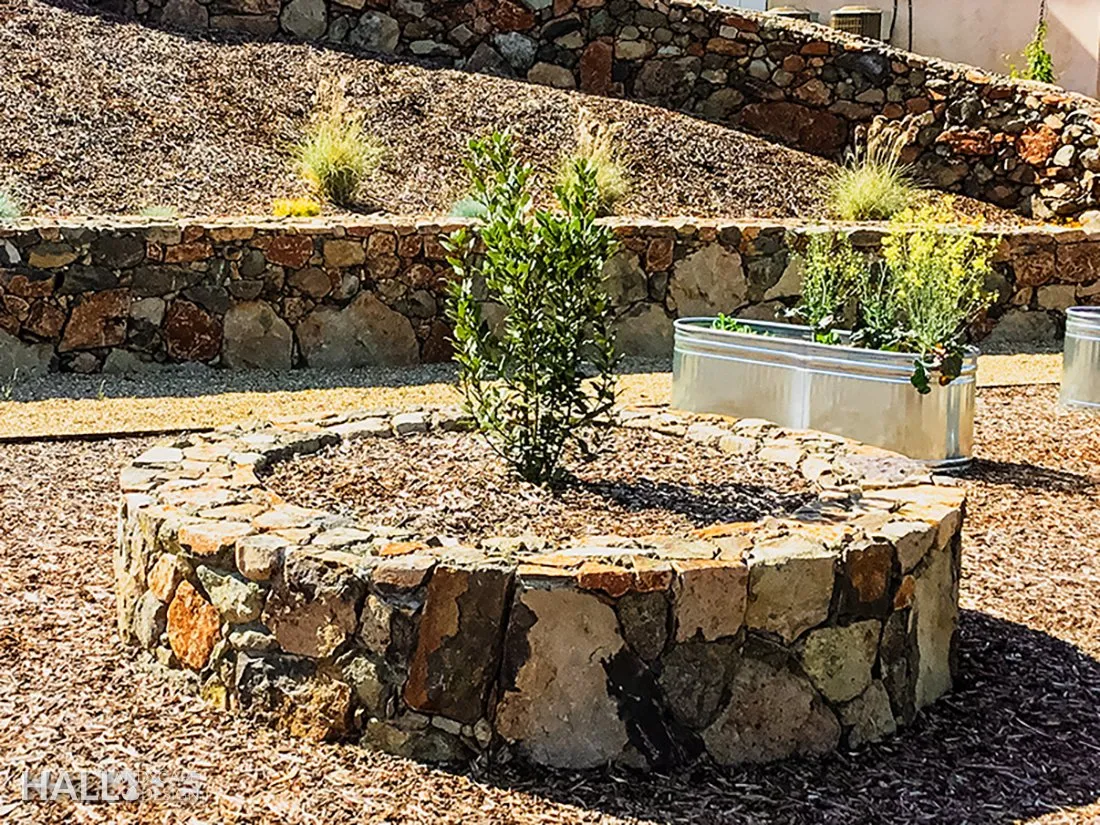 Walls & Stone Planters by Hall Landscape Design — Napa Valley & North Bay