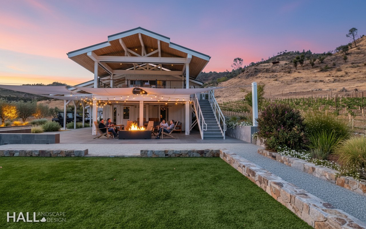 Completed North Bay landscape with cohesive outdoor living