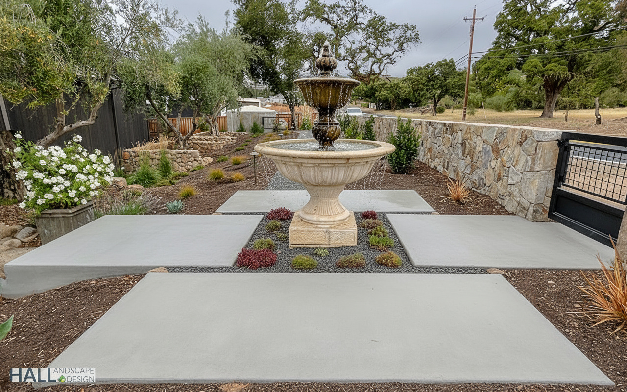 fountain in luxury Marin Landscape