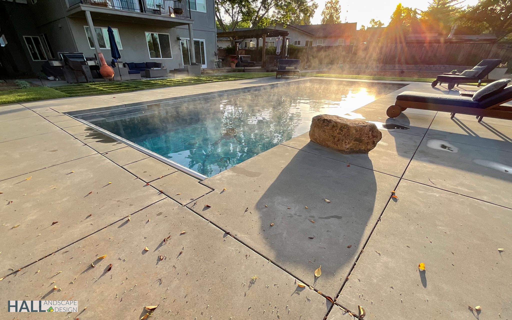 Luxury outdoor lounge and fire feature in Marin County.