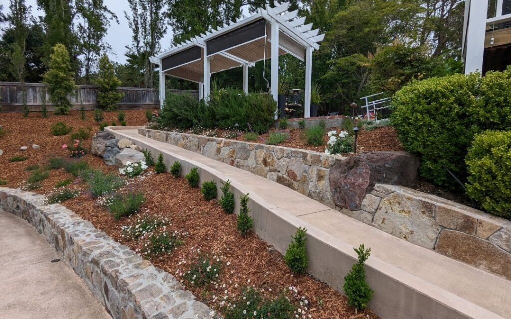 Refined Napa County garden design with layered plantings
